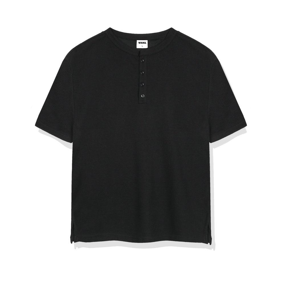 Wenil Yuf Waffle Henley Neck Short Sleeve T-Shirt 3 Colors [Wasr_1001]