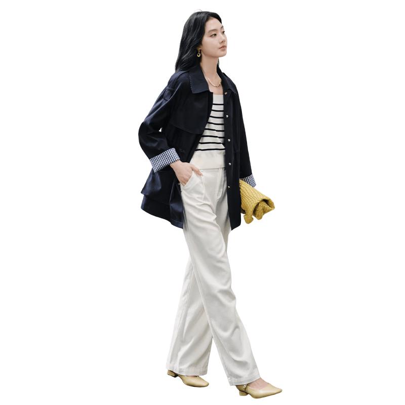 Xiangying Women s Casual Mid-Length Lapel Trench Coat XL