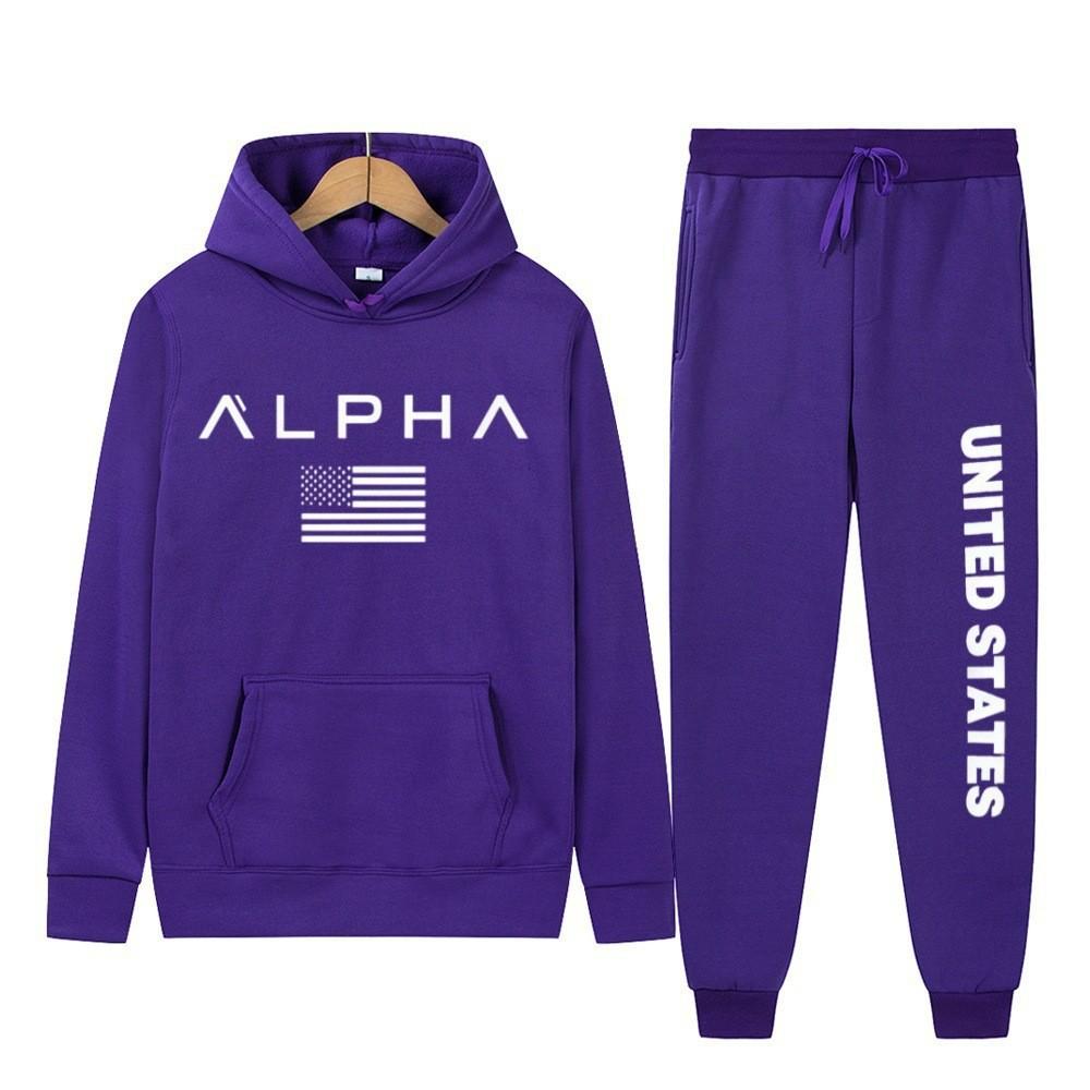 New letter printing two-piece hooded sweater autumn and winter men's casual sports hoodie men's