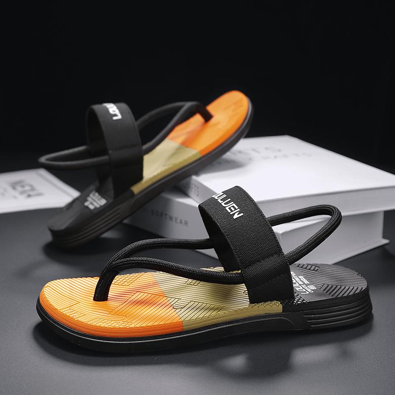 Fashion Flip Flops Splicing Webbing Design Comfortable Men Summer Sandals Casual Flat Sandals Outdoor Beach Water Shoes Flats Non-slip