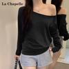 La Chapelle 2025 Women's Relaxed Off-Shoulder Long Sleeve Top