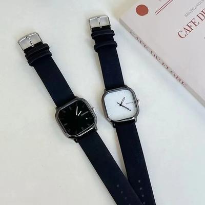 Fashion Retro Square Men Watches Minimalist Quartz Watches for Man Casual Leather Strap Wristwatches Reloj Hombre (No Bracelet)