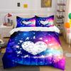 Colorful Galaxy Heart Set Decor Soft Comfortable Duvet Cover Bedding Set Included 1*Duvet Cover & 2*Pillowcases, Gift