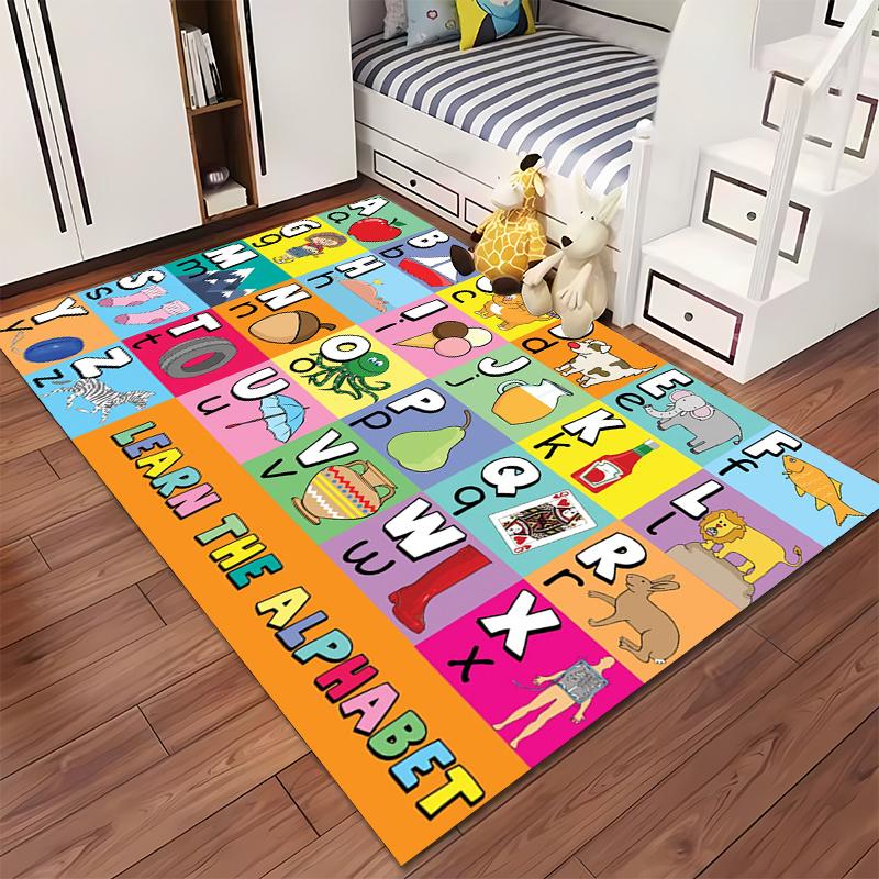 Colorful Alphabet Learning Rug: Non-slip rug suitable for living room and bedroom sofas.