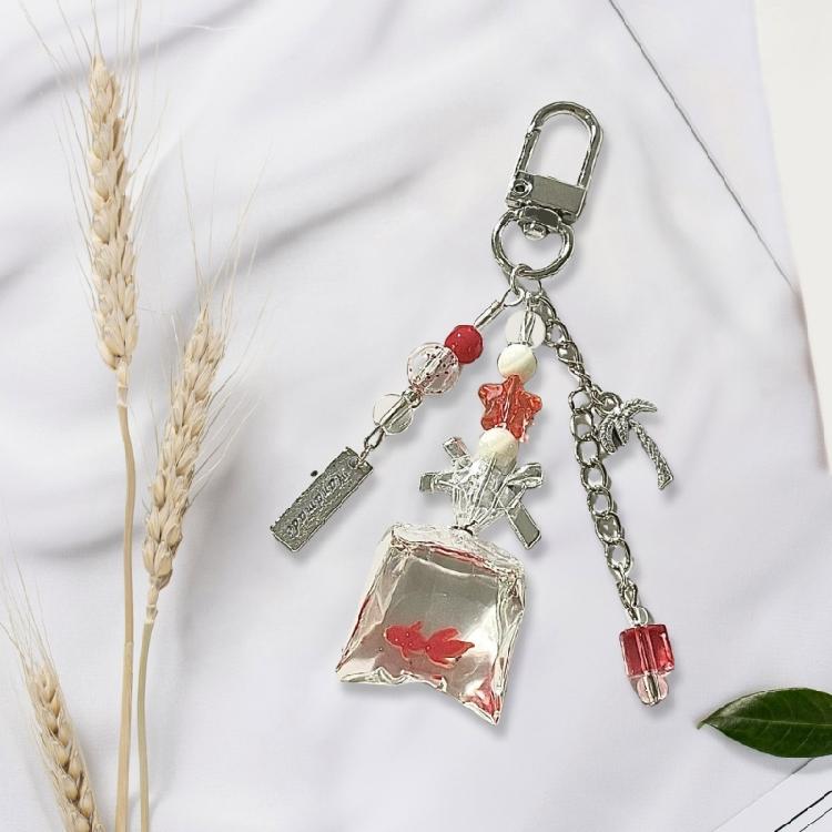 Stilvoller Kokosnuss-Perlen-Schlüsselanhänger mit verspieltem Fisch-Anhänger Modeaccessoire Tragbar zur Personalisierung von Taschen und Schlüsseln