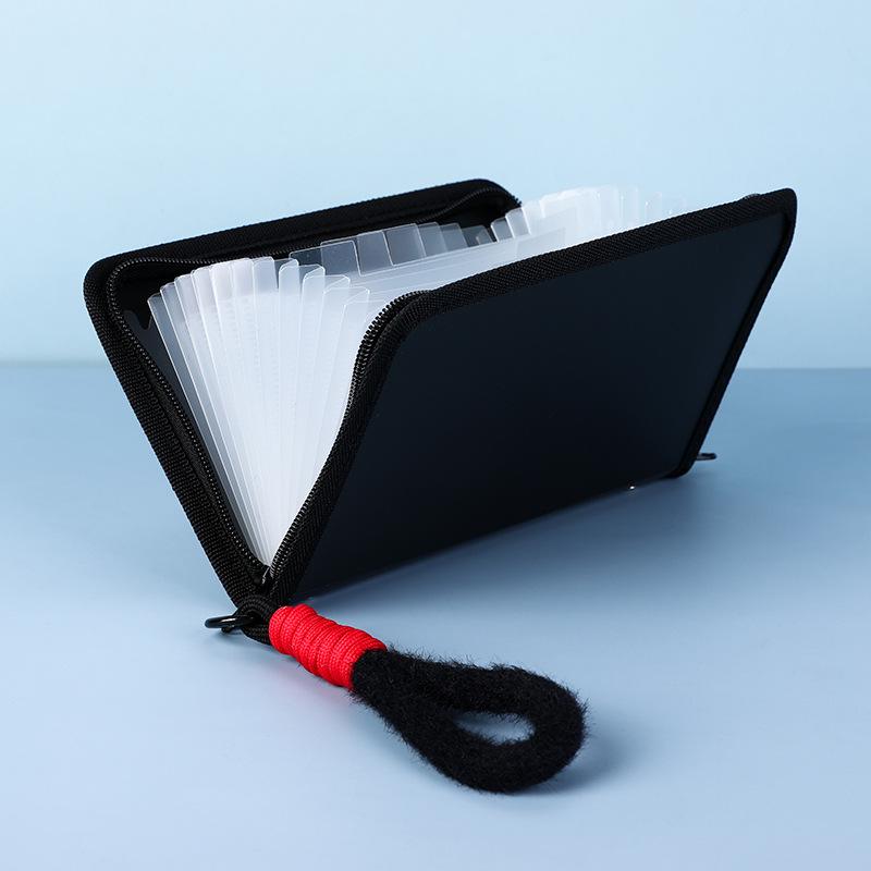 A6 Mini Accordion Bag with Rainbow Edging - Multi-layer Receipt Storage Folder with Zipper