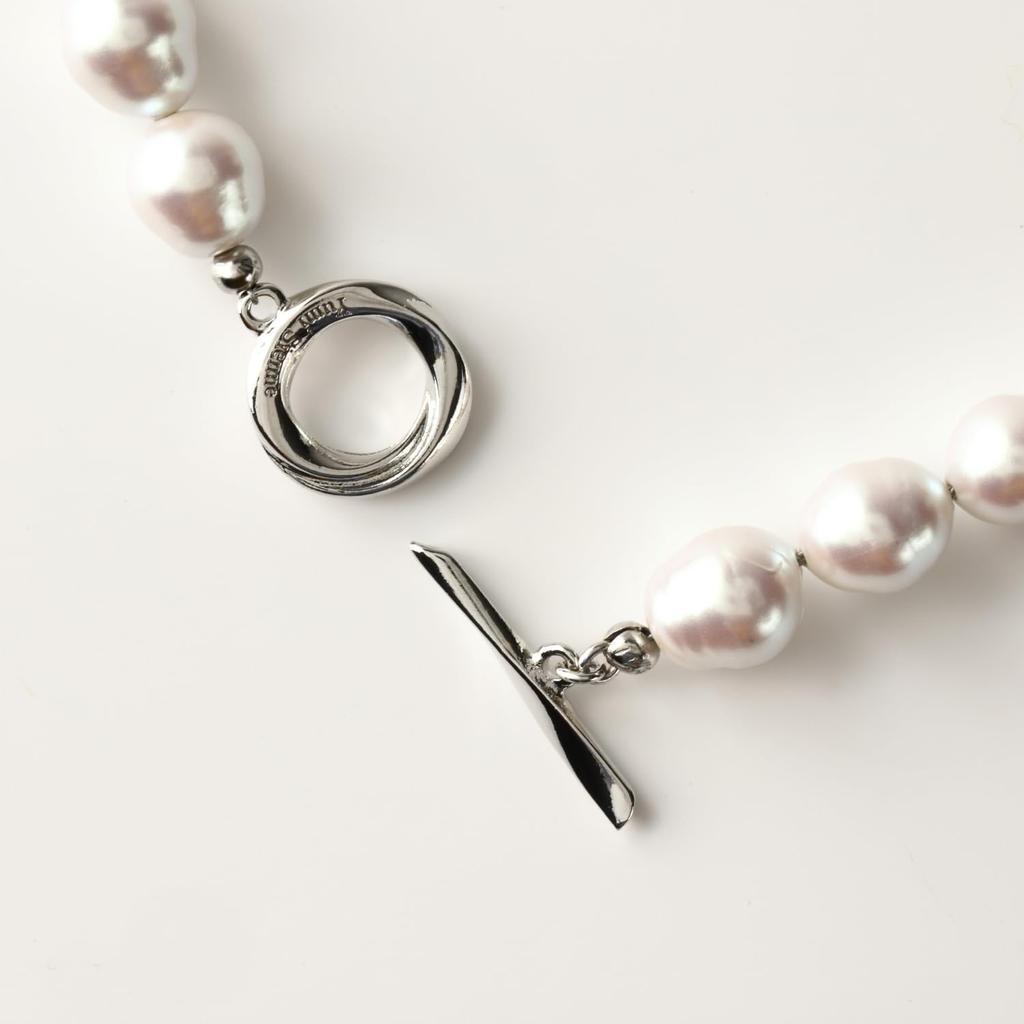 [MIONO] [Produced by Yumi Katsura] Yumi sienne Pearl Necklace Coco 70cm Formal Occasions Simple Popular White Made in Japan (Silver)