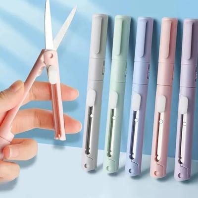 1ks mini přenosné nůžky nůž na řezání papíru 2 v 1 multifunkční kapesní pero ve tvaru scrapbooking řezbářské nástroje pro řezání