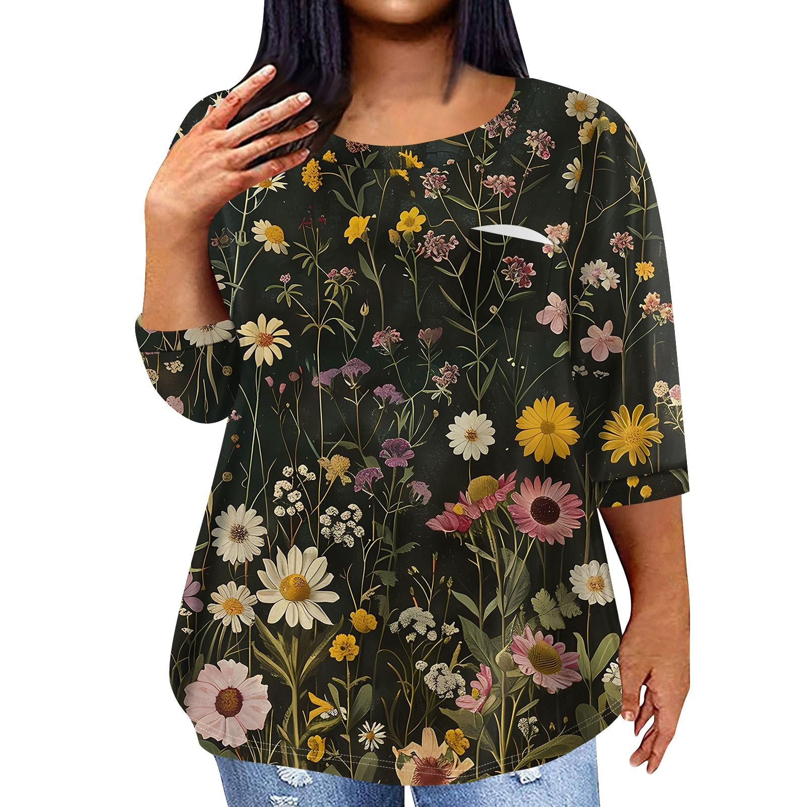 

Женский модный повседневный пуловер с круглым вырезом и рукавом три четверти с принтом, топ с рукавами 4/3 XXXL