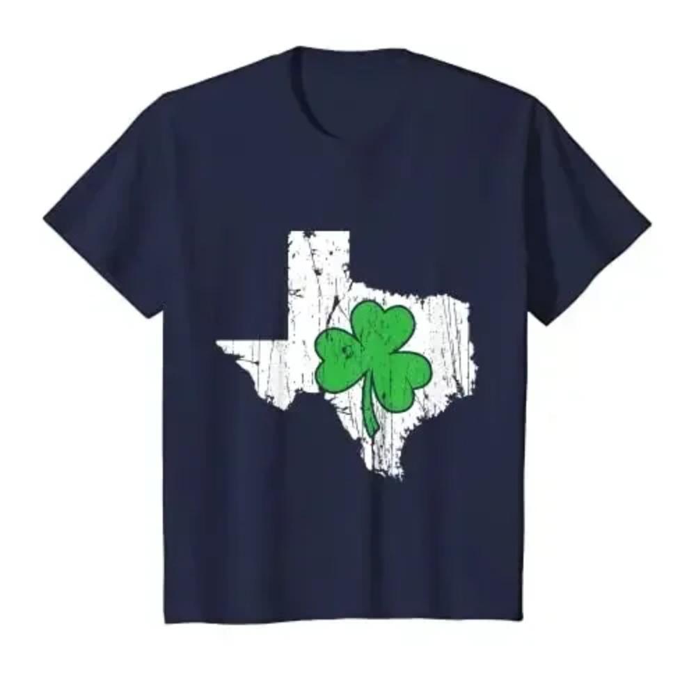 Texas State St. Patrick's Day Texas Green Shamrock T-Shirt Graphic T Shirts Men Clothing Oversized T Shirt  Cotton Four Seasons
