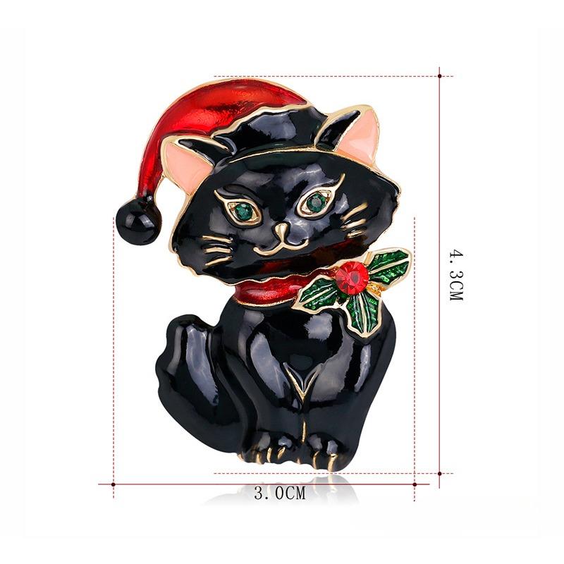 New Korean Retro Cute Christmas Cat Brooch with Personalized Animal Chest Flower