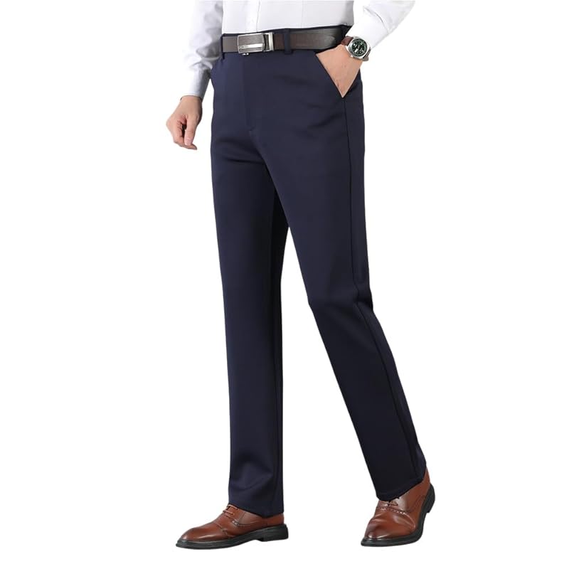 

[Minax] slacks men s no tack spring slim fit stretch commute For work business pants washable Beautiful legs large size (Navy,29)