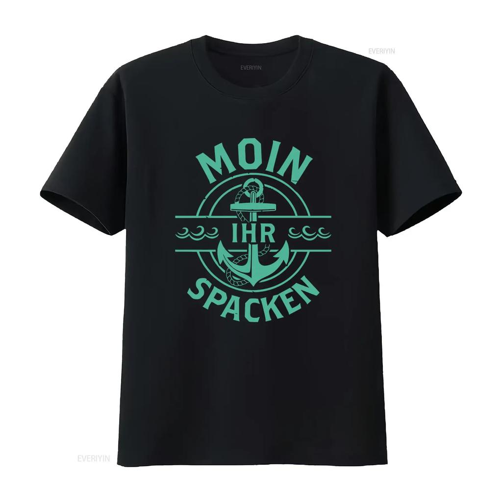 Moin Ihr Spacken Anchor Design T Shirt Fun Funny Sayings Girlie vintage Washed designer clothes fashion Stylish homme Unisex