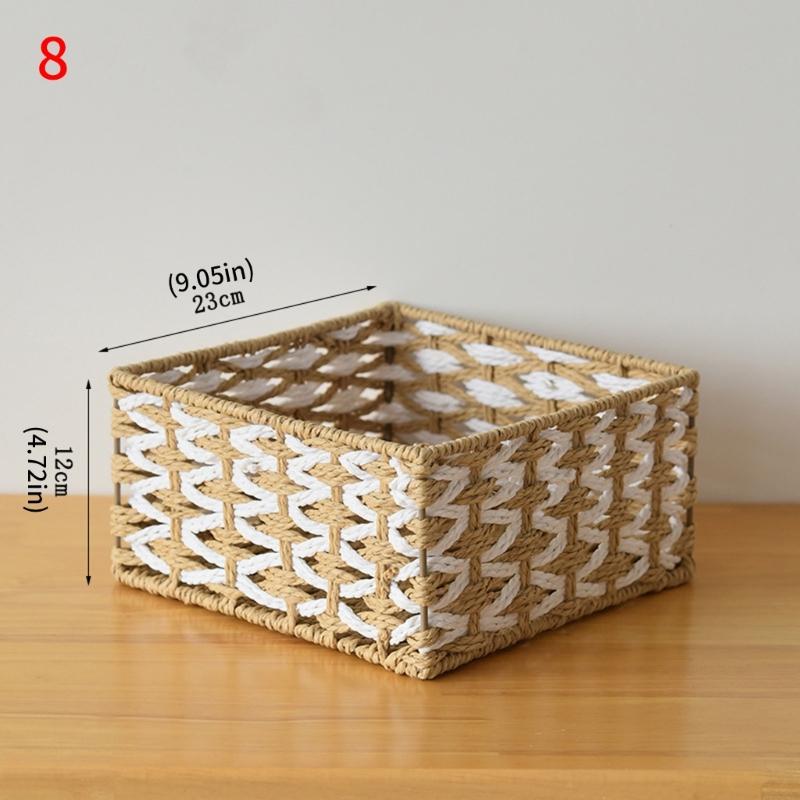 Woven Storage Basket Handmade Paper Rope Basket Storage Bin Woven Organiser Box For Living Room Entryway Bedroom Dresser