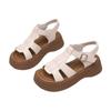 French retro woven thick-soled Roman sandals women's 2025 summer new fashionable versatile hollow one-word sandals