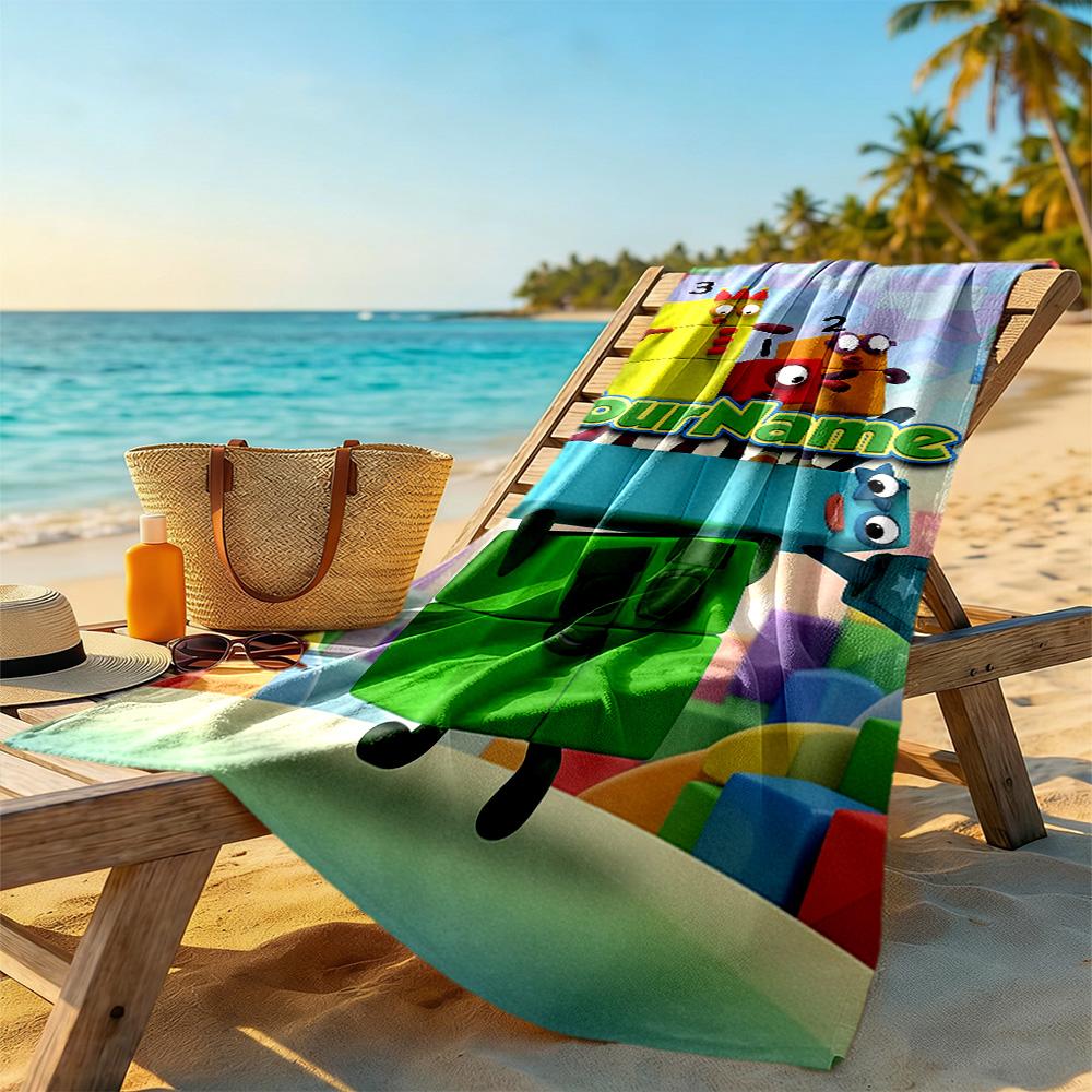 Numberblocks Customize Text Beach Towel Soft Durable Quick-Dry Ideal for Travel Outdoor Swim Pool Yoga Surf Camping Hiking Gym Gift Holiday