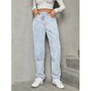 Womens High-Waisted Loose Fit Straight Leg Denim Jeans Casual Slimming Streetwear 2025 Fall