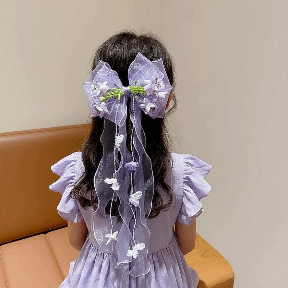 Mesh-textiled Jumbo Organza Bowknot Beaded-streamer Tulle Ribbon Streamers Toddlers