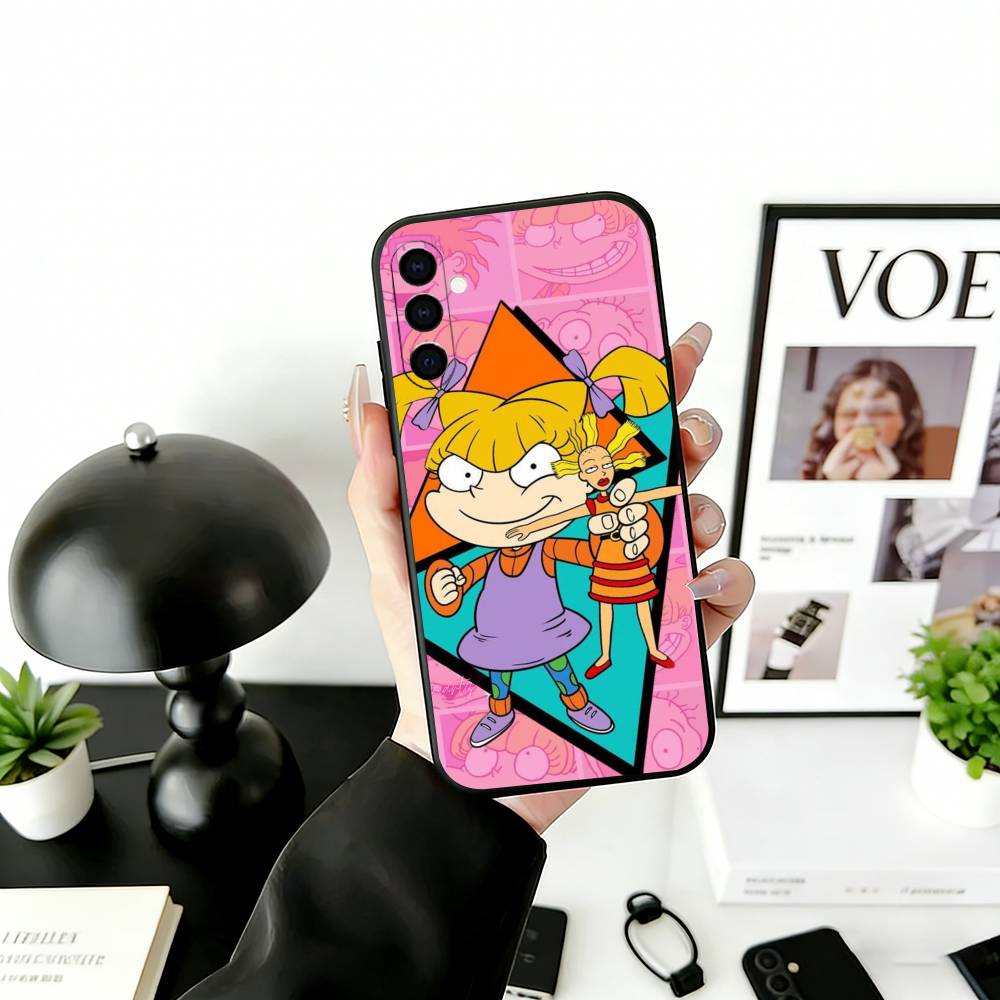 Rugrat C-Chuckie A-Angelica Phone Case Black Silicone Soft For Samsung Galaxy A73,A72,A71,A70,A53,A52,A51