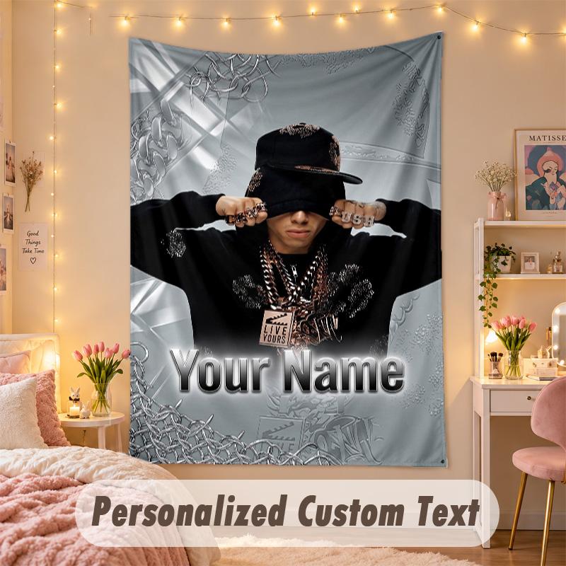 Custom Personalized Tapestry,Central Cee Print Custom Name Text Wall Art Hanging for Bedroom