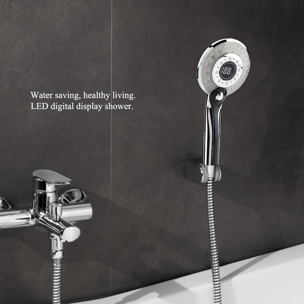 3 Spraying Mode Digital Display Handheld Shower Head with 3 Color Temperature Control LED Light