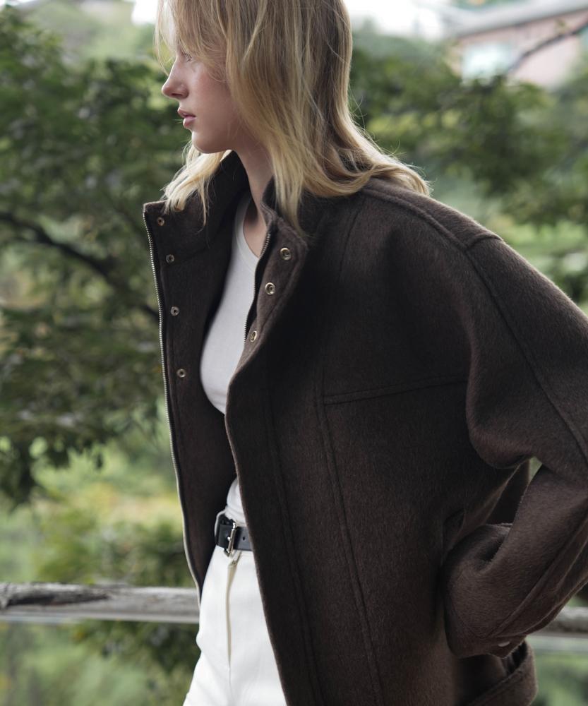 Deheve Belted Wool Half Jacket [Brown]