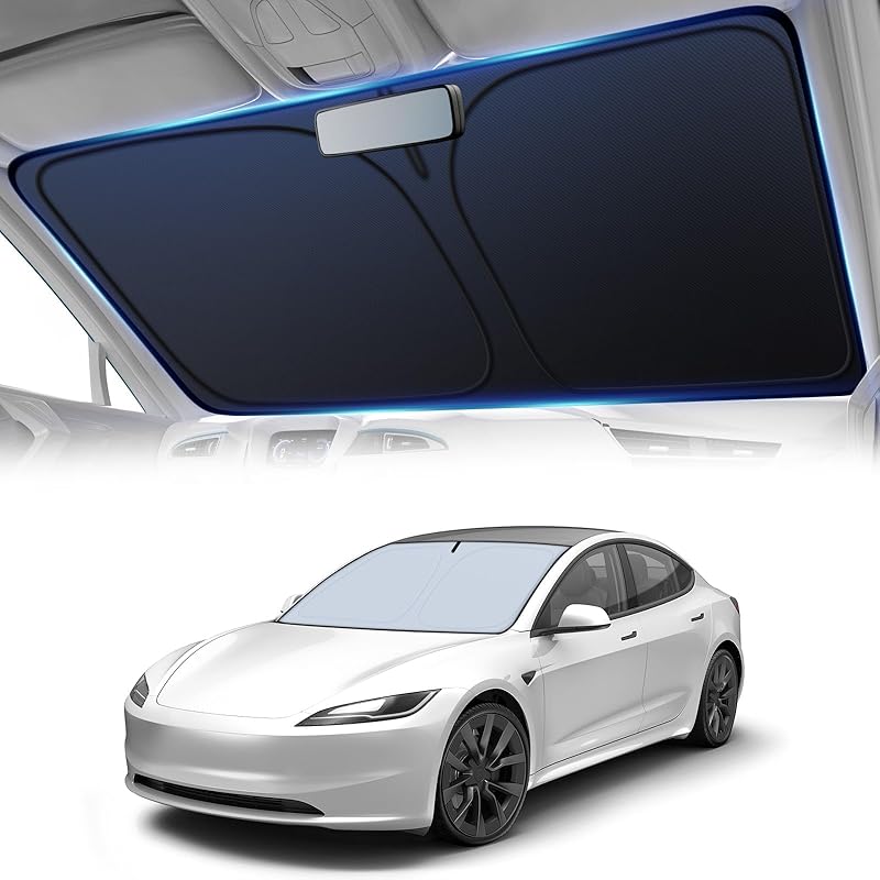 Windshield Sun Shade For Car, 4-Layer Reflective Sunshade Blocks Heat & UV, Sun Shade Windshield Keeps Interior Cooler, Pop-Up Design, Folds Quickly