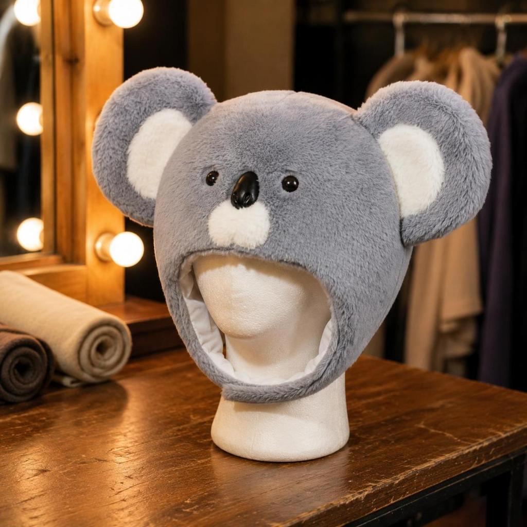 Koala Kopf Kopfschmuck Foto Requisite Flauschiger Niedlicher Tierhut für