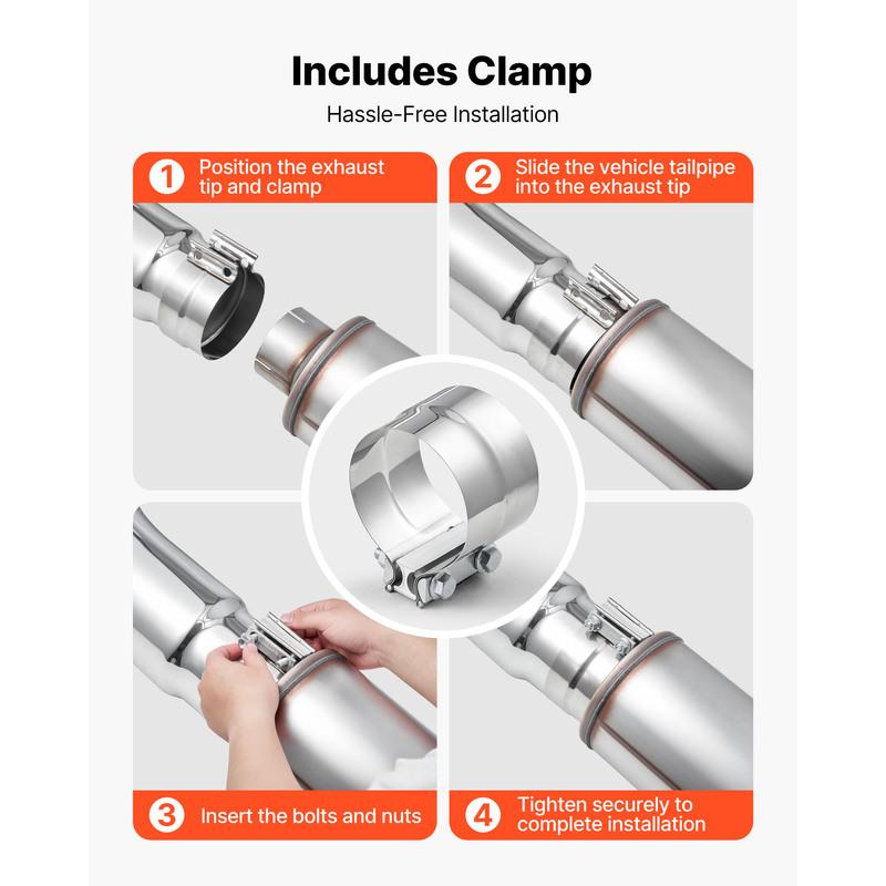 SucceBuy Elbow Exhaust Tip Chrome Turn Down Exhaust Tip w/ Clamp for Truck Car Chrome Structure for High Temperature Resistance