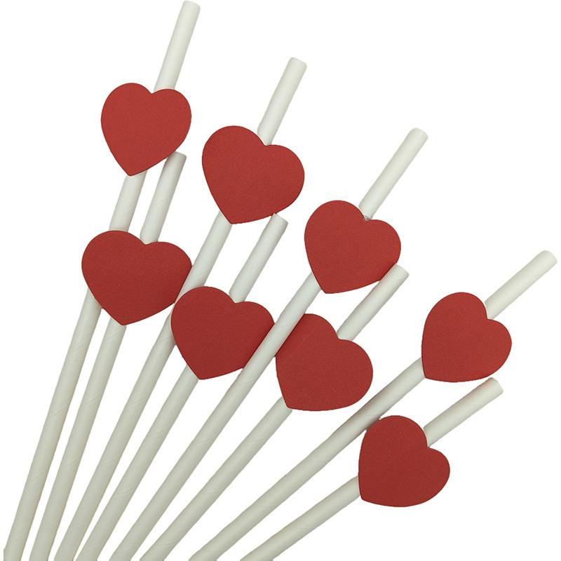 Ecofriendly Heart Card Disposable Paper Straws For Cake And Party Decor
