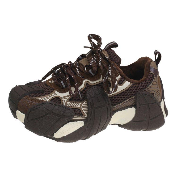 

Женские кроссовки «папины» 2025 осень и зима новые популярные черные бархатные темпераментные на толстой подошве увеличивающие рост повседневные спортивные туфли детские 40 коричневый