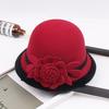 2022 Autumn And Winter Woolen Hat Women'S Casual Wide-Brimmed Top Hat, Flower Dome Fashion Hat