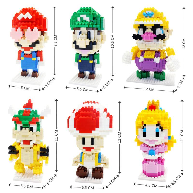 Super Bros Mario Themed Plastic Toy Character Assemble Building Blocks Kid Gift