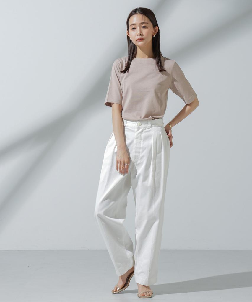 Nano Universe Boat Neck Size Greige Anti-Soaked T-Shirt, Women's, Small,