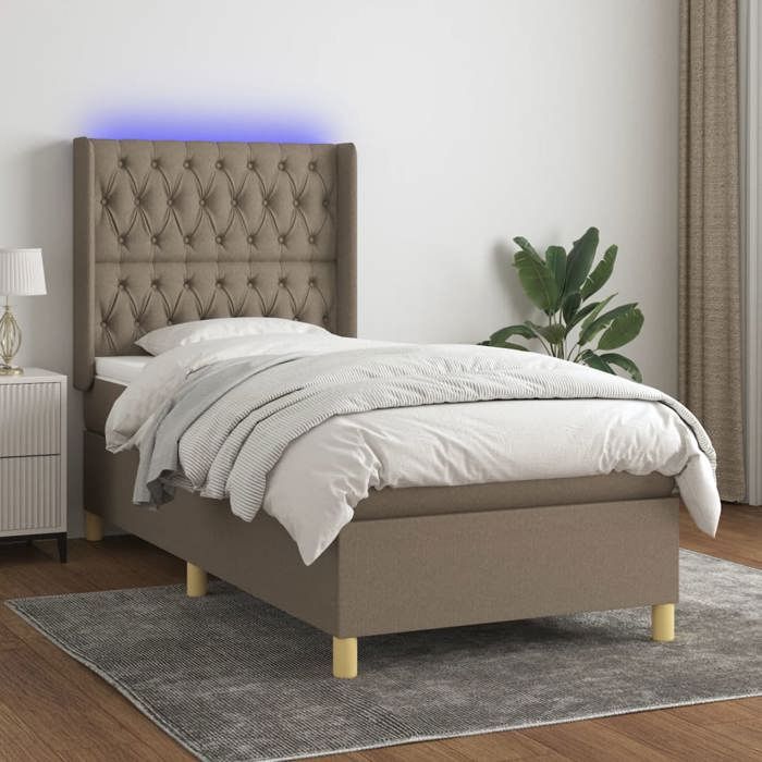 VidaXL Bed Slatted Base with Mattress and LEDs, Upholstered Bed, Single Bed, Adult Bed for Interior Bedroom, 3139081