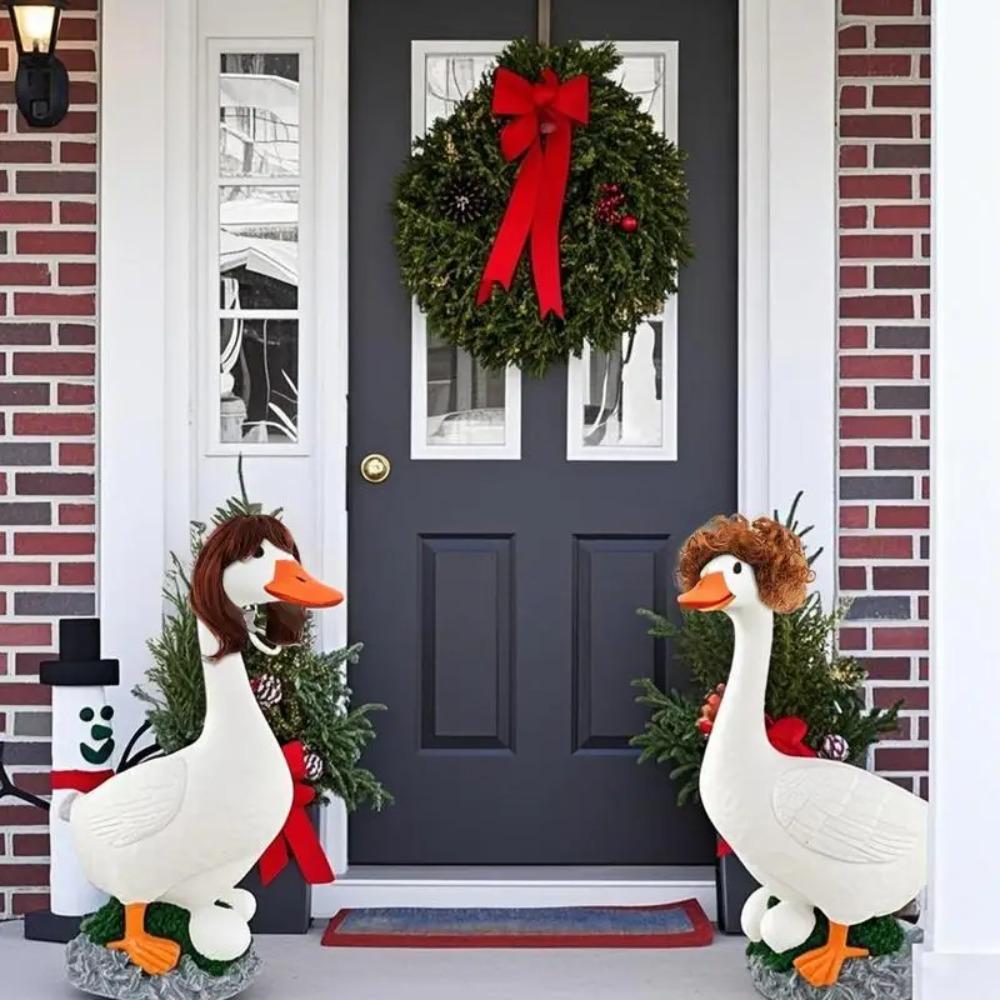 Halloween Christmas Porch Geese Pet Wigs Cosplay Props Garden Statue Decor  Gift