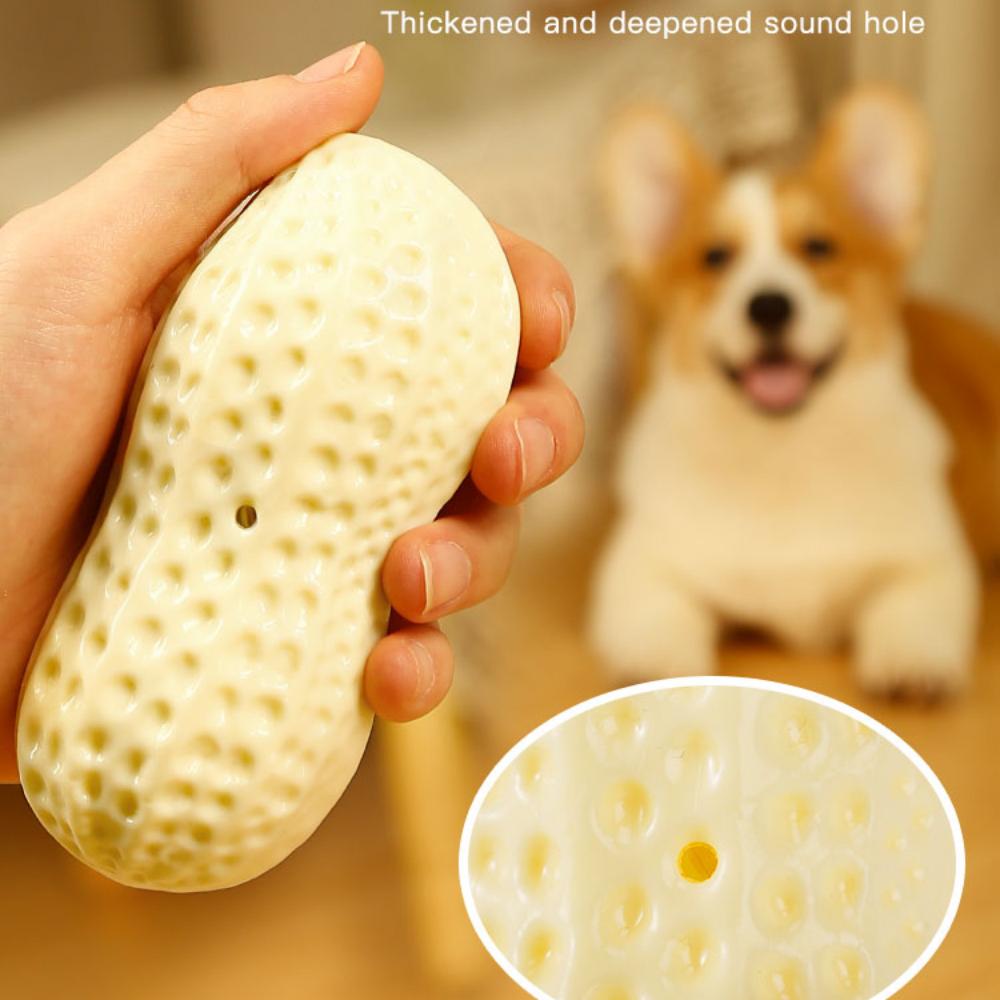 Squeaky Dog Toys Interactive, Peanut Shape Dog Toys Teeth-Cleaning Squeak Dog Chew Toy, Durable for Medium Dogs, Large & Small Breeds - Puppy Teething