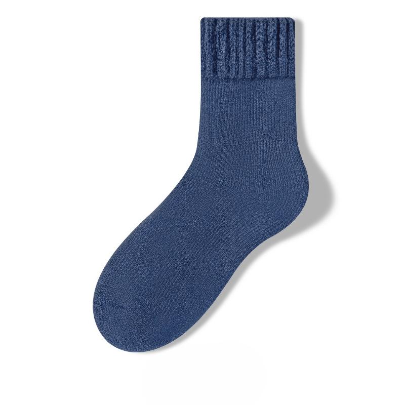 Super Thick Cold-proof Wool Socks for Men, Winter Mid-calf Socks with Fleece and Thickened Warmth, Long Calf Floor Socks