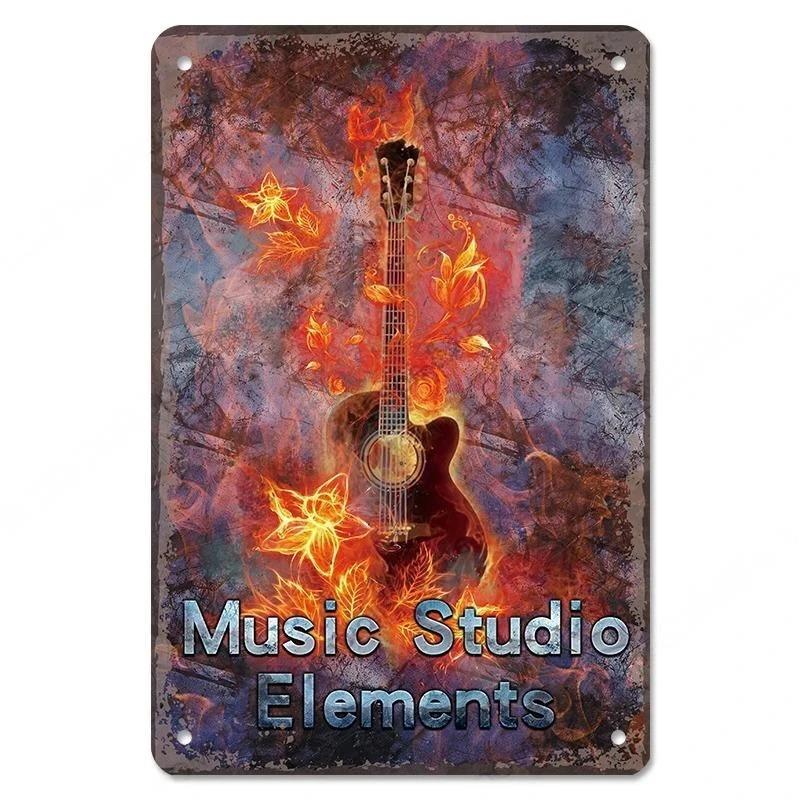 Rock Guitar Vintage Tin Sign Music Poster Wall Plaque Retro Tinplate Crafts Decor for Bar Garage Club Night Rock Party