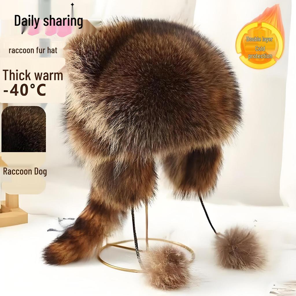 Raccoon Earflap Winter Hat - Faux Fur Lei Feng Style for Women, Children & Adults
