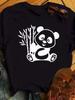 Maycaur Sommer Damen T-Shirt Lockere Oberteile Niedlicher Panda Herz Druck Kurzarm Weiblich Locker Lässig T-Shirt Damen Oberteil Tee
