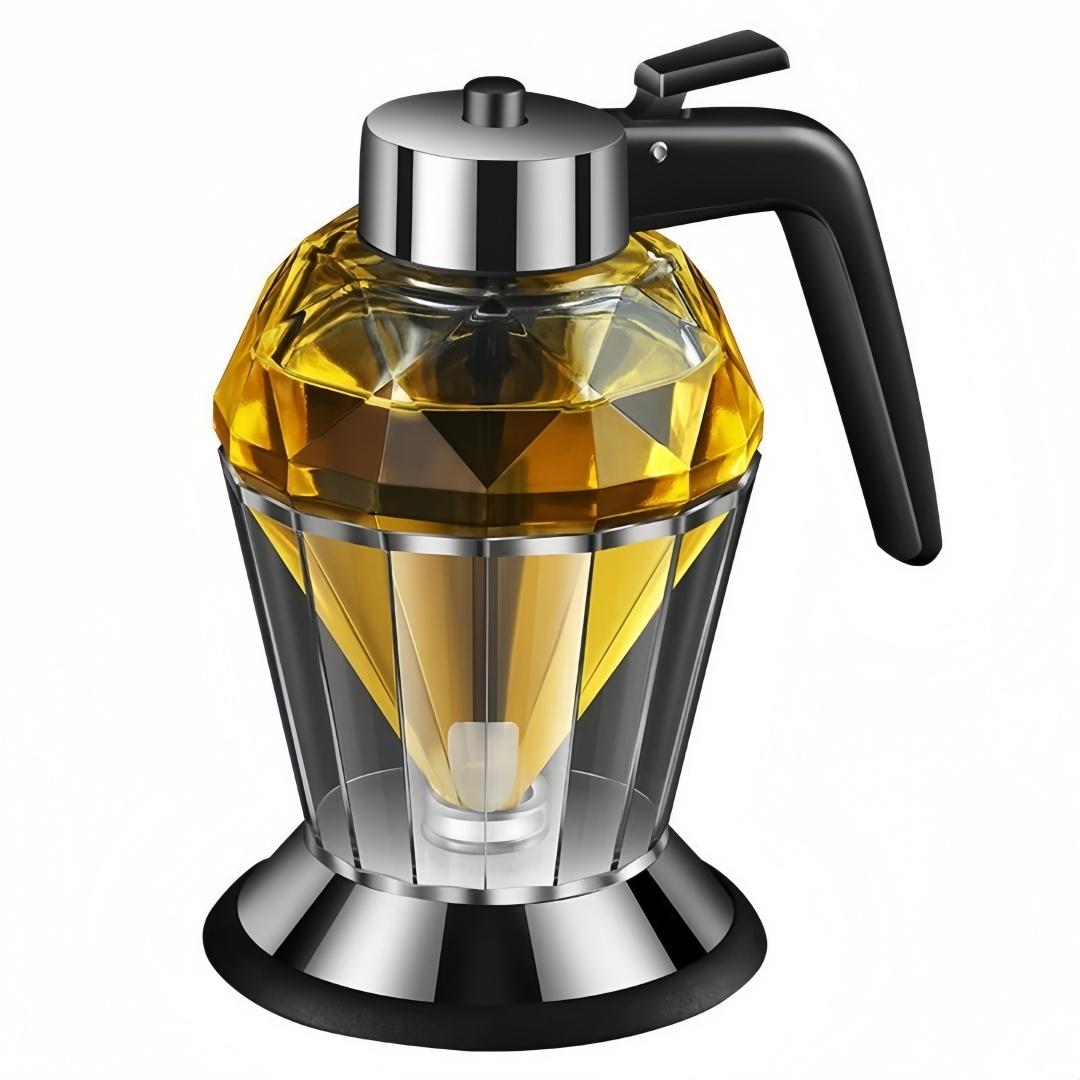 

Diamond Glass Oil Pot Non Oil Hanging Press Type Honey Can for Kitchen Household Seasoning Bottles Leak Proof Oil Pouring Pot