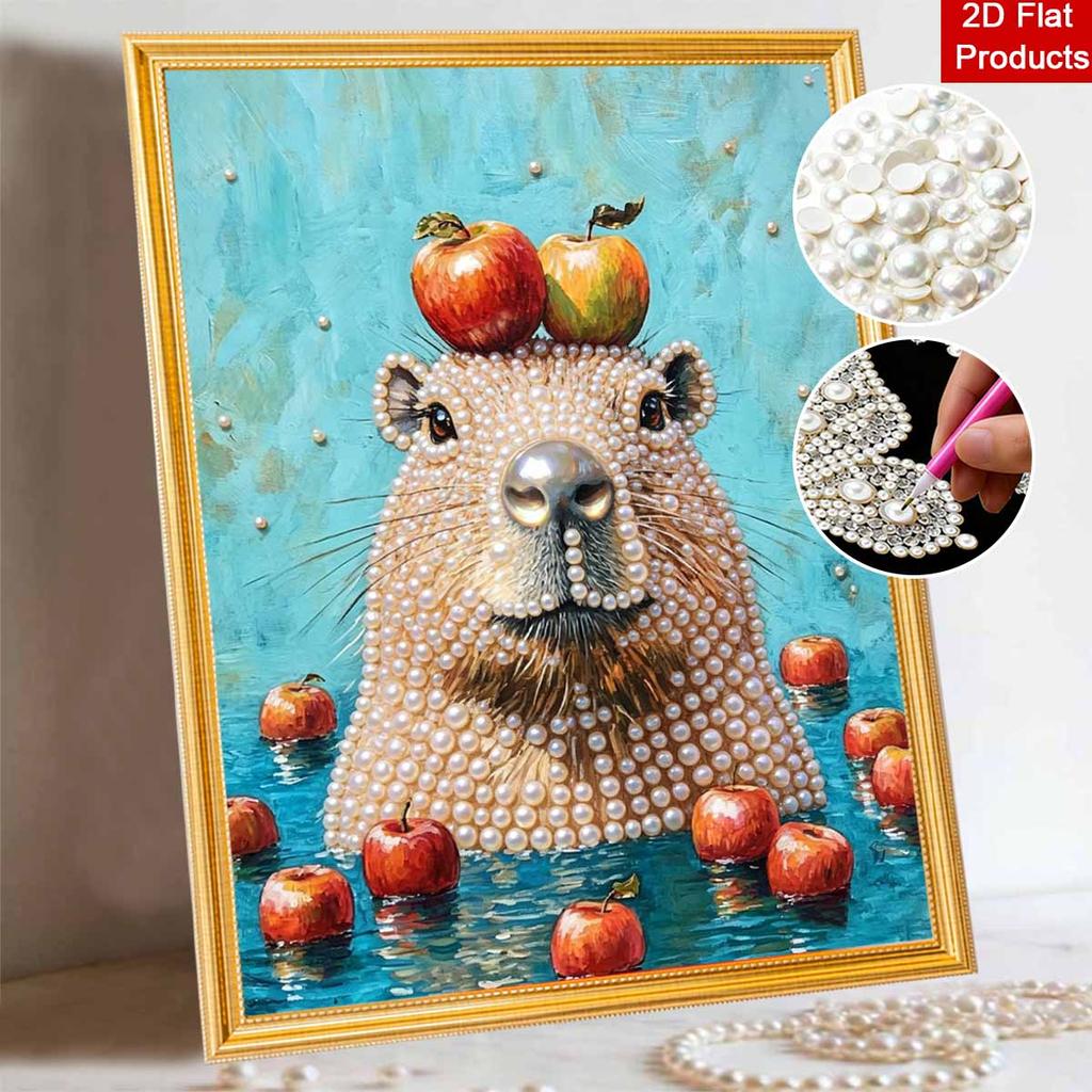 DIY Pearl Painting Canvas Cute Animal Design Shiny 3D Bead Art Kit Creative Leisure Craft for Living Room Wall Decor
