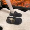 Women's Gray Winter New Woolen Inner Height Increase Cm Versatile Two Wear of Wool Shoes Plush Warm Shoes