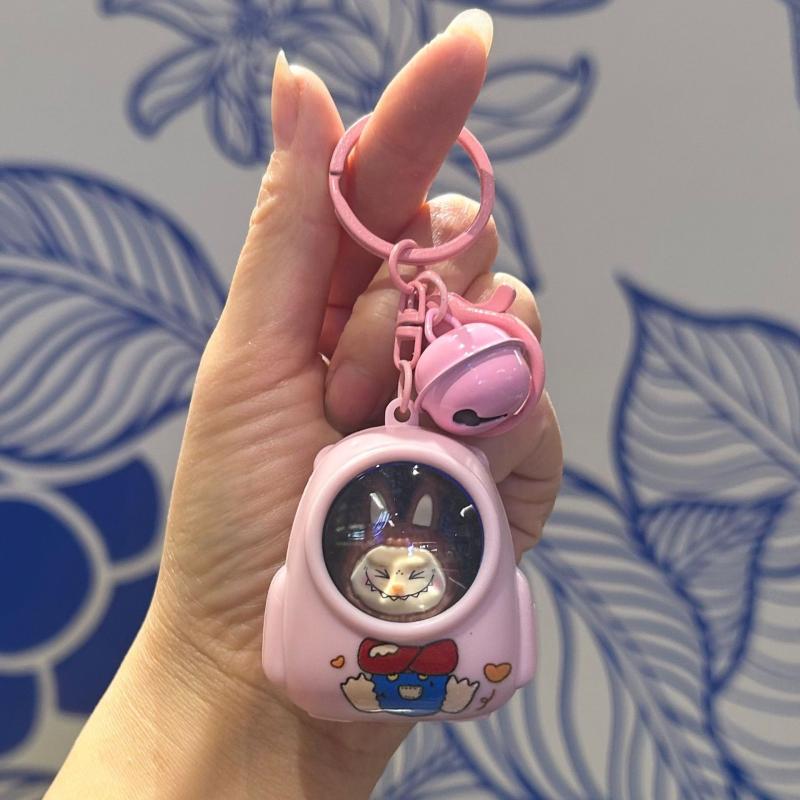 

1 Piece Cute Cartoon Space Capsule Labubu Keyring Schoolbag Pendant Creative Labubu Luminous Keychain Trinket Friend Gift