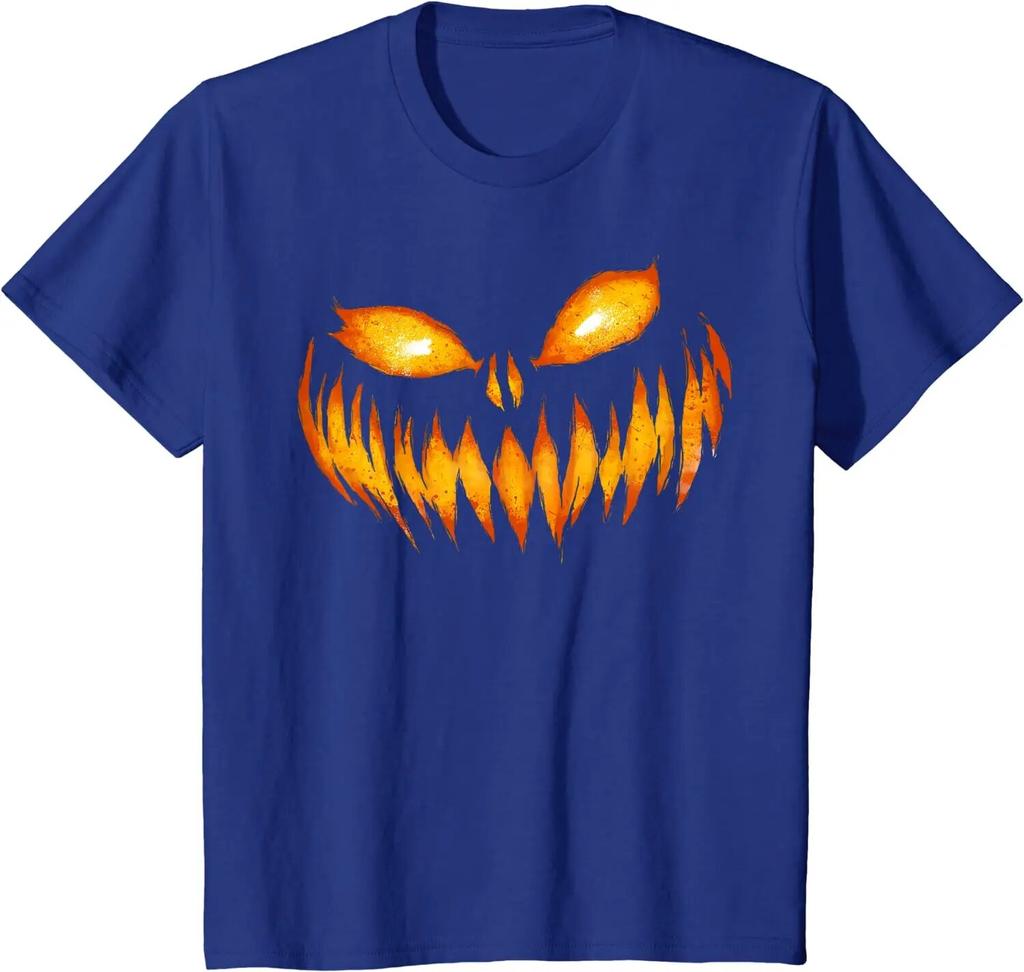 Jack O Lantern Scary Carved Pumpkin Face Halloween Costume T-Shirt for Unisex Women Casual Cotton Daily Four Seasons Tees