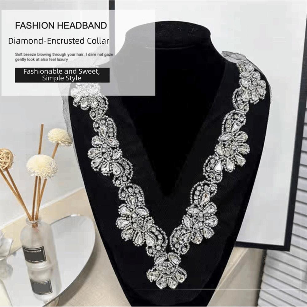 Bright Rhinestone Clothing Collar Patch DIY Embellishments Sew On Patch  Dress Decoration