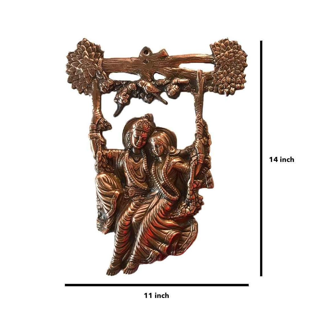 Radha Krishna Sitting On Jhula Wall Hanging - for Gift, Home, Living Room, Office, Puja Room Decor - 14 Inch