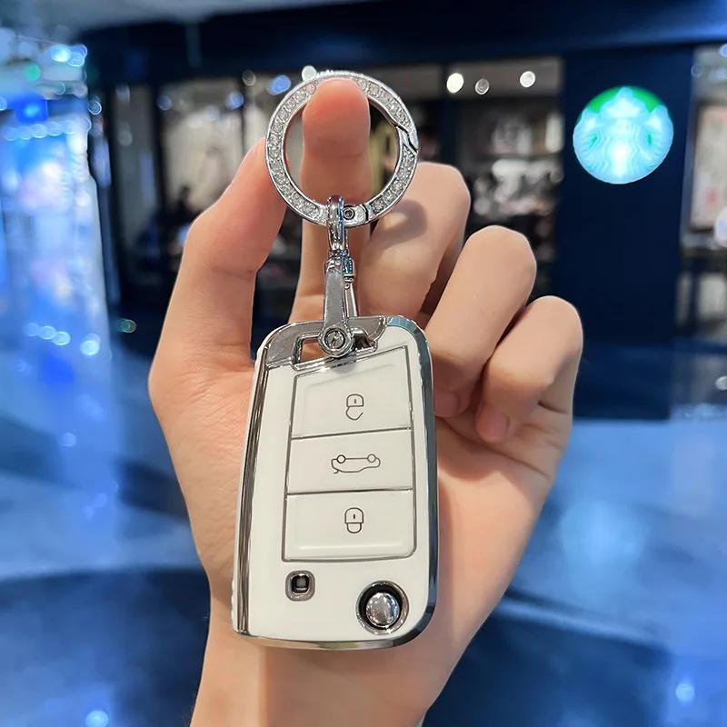 Hot TPU Car Remote Key Case Cover Shell Bag for Volkswagen VW Polo Golf 7 MK7 Tiguan Passat Jetta E-golf Auto Keychain Accessori