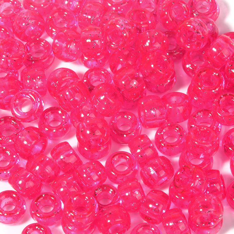 "100 Pcs Large Hole Transparent Frosted Barrel Beads - Colored Onion Powder Plastic Pony Beads for Dreadlocks and Wigs"